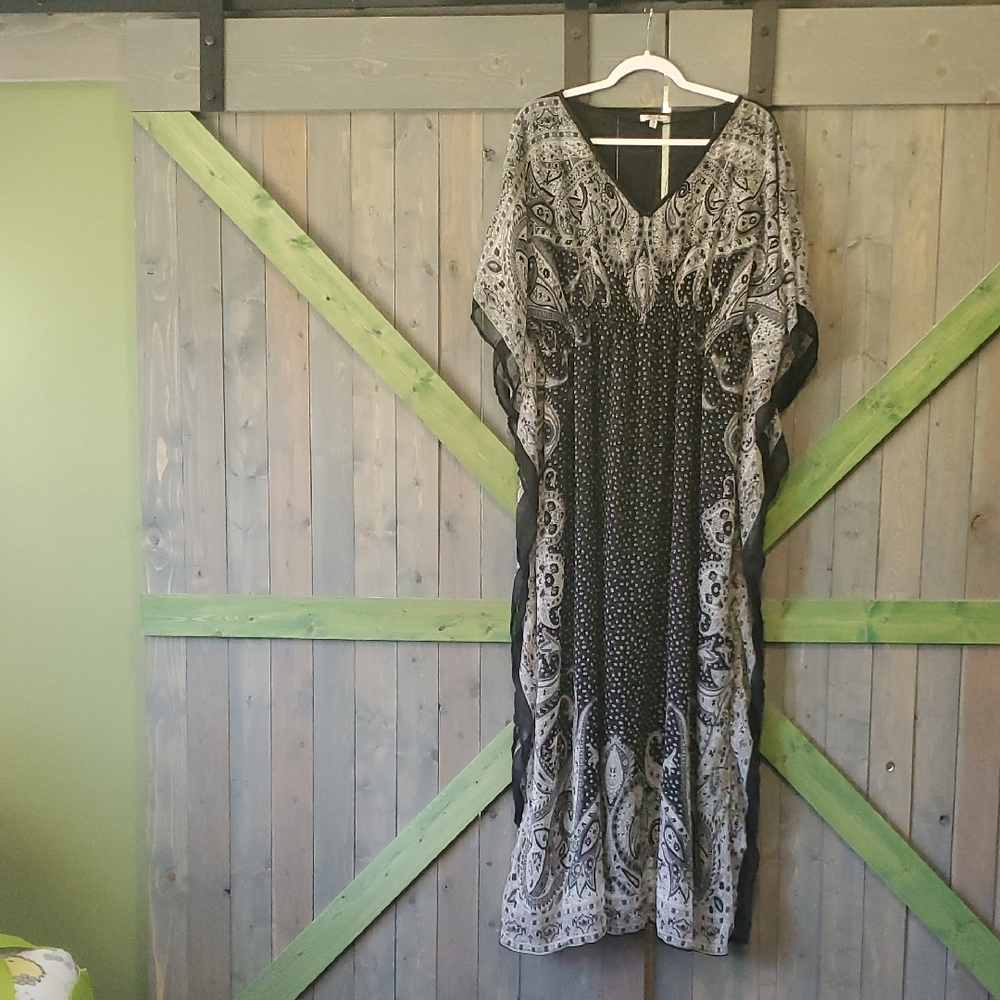 Gray and Silver Maxi Sundress with Dolman Sleeves
